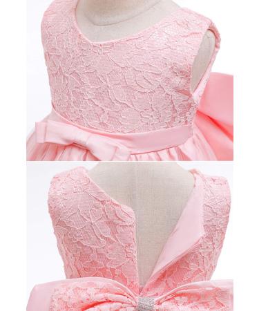 LZH Baby Girls Lace Dress with Bowknot Flower for Wedding Pageant, Baptism, Christening - Baby Pink (0-24 Months, 2-3 Years) - Buy Online on GoSupps.com