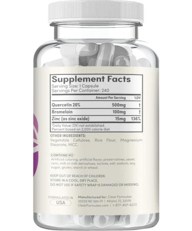 Advanced Zinc Quercetin with Bromelain Formula - Triple Immune Support Quercetin Complex for Daily and Seasonal Immune System Wellness Support - Made in a cGMP American Facility (Single) 240 Count (Pack of 1) - Buy Online on GoSupps.com