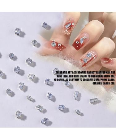 70PCS Silver Nail Art Rhinestones & Gems for DIY Nail Designs - Flat Back Shiny Mixed Rhinestones in 7 Styles - Buy Online on GoSupps.com