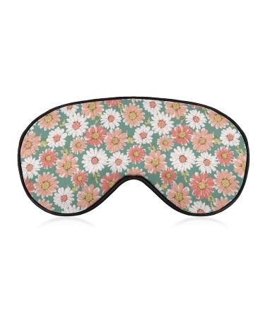 Daisy Flower Pattern Sleep Mask for Women Adjustable Sleeping Eye Shades Cover with Elastic Strap