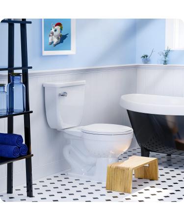 Squatty Potty Oslo Folding Bamboo Toilet Stool - 7 Collapsible Bathroom Stool for Kids and Adults, Brown - Buy Online on GoSupps.com