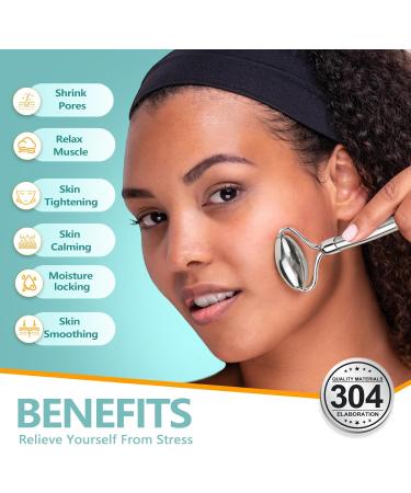 Buy Stainless Steel Facial Roller & Gua Sha Tools - Reduce Puffiness & Refresh Skin | International Shipping Available - Buy Online on GoSupps.com