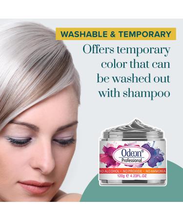 Odeon Temporary Hair Color Wax - Natural Washable Silver Hair Dye for Kids & Adults with Beeswax & Tea Tree Extract - Easy Application (4.23oz - Buy Online on GoSupps.com