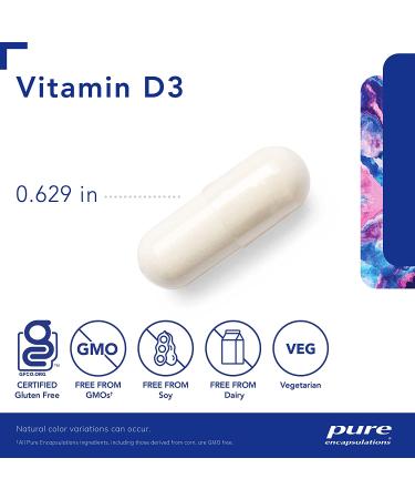 Pure Encapsulations Vitamin D3 5000 IU | Bone, Joint, Breast, Prostate Health Support | 120 Capsules - Buy Online on GoSupps.com