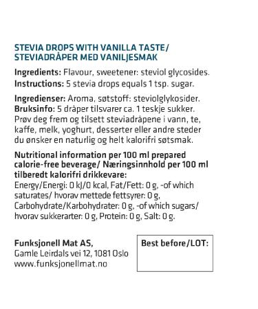 Sukrin Stevia Drop Vanilla 30 ml - Sugar-Free Sweetener for Baking & Beverages | Shop Internationally - Buy Online on GoSupps.com