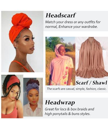 XTREND 4-Piece Turbans for Women - Stretch Jersey Headwraps in Solid Colors - Breathable & Ultra Soft Knit Turban Tie (Black, Dark Blue, Camel, Dark Grey) - Buy Online on GoSupps.com