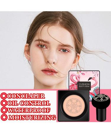 Air Cushion CC Cream Mushroom Head Foundation Brightens and Lasts CC Cream Foundation Matte Concealer Long Lasting Moisturizing BB Cream with Makeup Sponge for Women Evens Skin Tone (Natural) - Buy Online on GoSupps.com