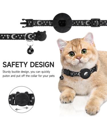 JARDILIFE 2-Pack Airtag Cat Collar Refective Collar for Cat with Safety Buckle and Waterproof Air Tag Holder Cat Airtag Collar Compatible with Apple Airtag for Kittens and Puppies-Black&Black - Buy Online on GoSupps.com