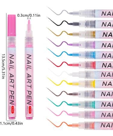 Nails Kit 12 Acrylic Nail Polish Pens with 12 Stylish Hues Waterproof and Quick Drying Professional Brushes Creative Nail Drawing Brush Perfects for Women Home Salon - Buy Online on GoSupps.com