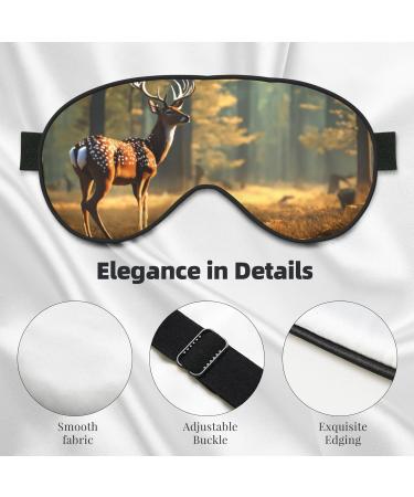 Deer Print Unisex Sleep Mask - Double-Sided Eye Mask for Sound Sleep & Skin Care - Black - Buy Online on GoSupps.com
