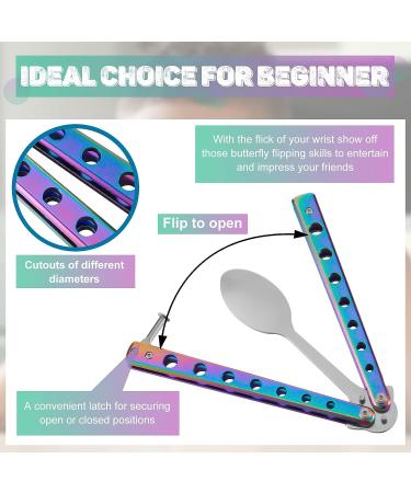 3 Pieces Colorful Stainless Steel Butterfly Comb Fork and Spoon Set for Camping, Hunting, and Travel - Folding Outdoor Cutlery - Buy Online on GoSupps.com