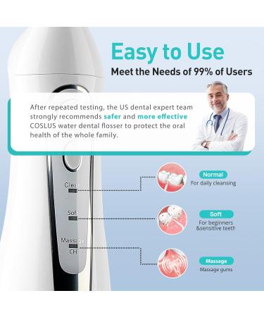 COSLUS Water Dental Flosser Teeth Pick - Portable Cordless Oral Irrigator | Rechargeable Travel Irrigation Cleaner - 300ML, IPX7 Waterproof, Anti-White | Teeth Cleaning Flossing Machine - Buy Online on GoSupps.com