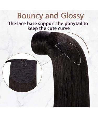 Runature Real Hair Braid Extensions - Natural Black 50cm Long Ponytail | 80g Human Hair #1B - Buy Online on GoSupps.com