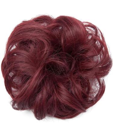 Plum Red Wavy Curly Scrunchie Bun Updo Hairpiece | Hair Ribbon Ponytail Extension | Chignons Hair Piece Wig - Buy Online on GoSupps.com