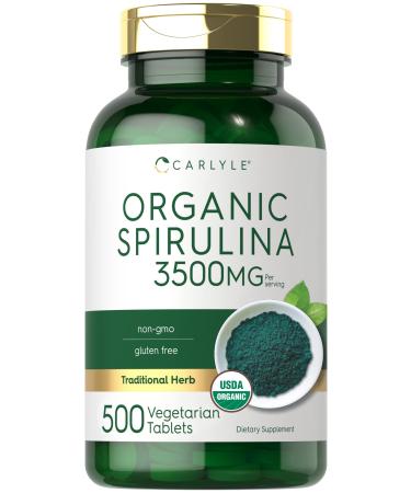Carlyle Organic Spirulina Tablets 3500mg | 500 Count | Non-GMO & Gluten Free