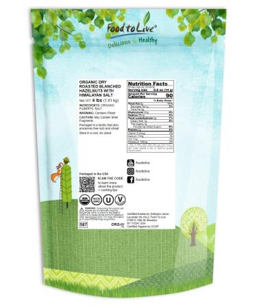 Organic Dry Roasted Blanched Hazelnuts 4 lbs - Non-GMO, Himalayan Salt, Vegan Snack - Kosher, Bulk Filberts - Buy Online on GoSupps.com