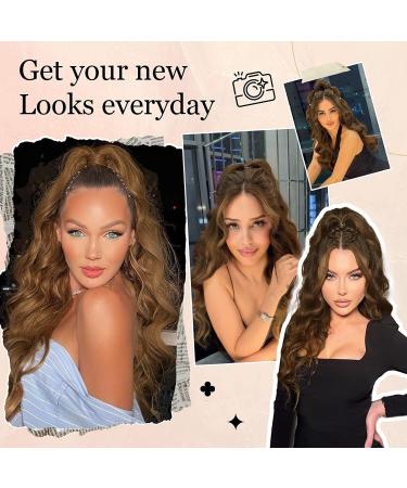 YEESHEDO Brown Long Wavy Ponytail Hair Extension - 26 Dirty Blonde Synthetic Clip-in Hairpiece for Women - Buy Online on GoSupps.com