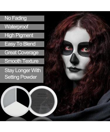 MEICOLY Black White Light Grey Face Body Paint Palette | Professional SFX Clown Makeup for Adults & Kids | Halloween Face Painting Essentials - Buy Online on GoSupps.com