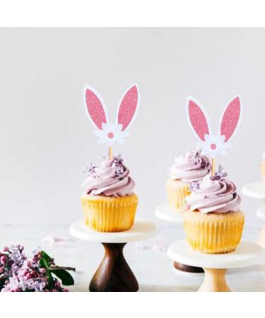 30 PCS Easter Cupcake topper Bunny Cupcake Toppers Easter Egg Cupcake Topper Rabbit Easter Party Cake Topper Decorations (Brown) (Bunny Ear flower) - Buy Online on GoSupps.com