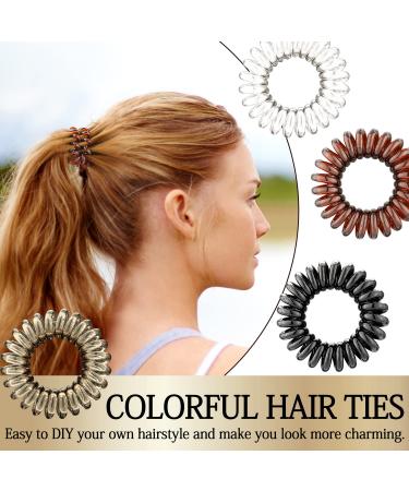 KANPRINCESS Spiral Hair Ties Set - 27 PCS No Crease Coil Phone Cord Hair Ties for Thick Hair - Women Ponytail Holder Elastics - Buy Online on GoSupps.com