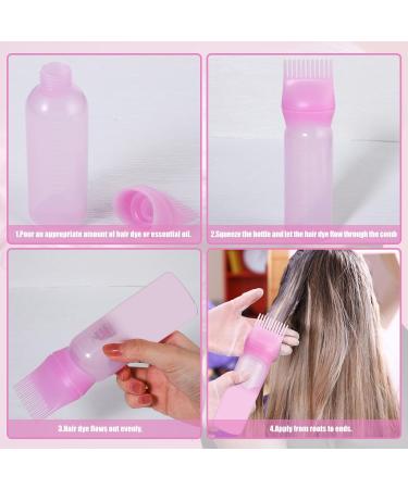 Paefiu Hair Oil Applicator Set - 2 x 170ml Dye & Oil Bottles with Graded Scale for Precision Hair Coloring & Oiling - Pink - Buy Online on GoSupps.com