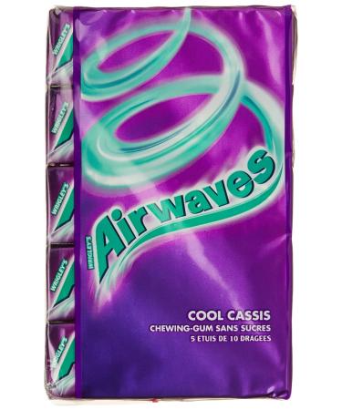 AIRWAVES 5 Etuis de 10 Chewing-Gums sans Sucres aux Goûts Cool Cassis 70g