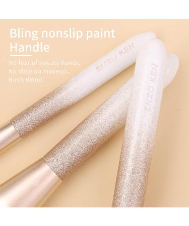 ENZO KEN Deluxe Natural Fox Hair Makeup Brush Set - Extra Soft Brushes for Face and Eye Makeup - Professional Beauty Brushes Set with Case - Gold and Pearls White Design - Buy Online on GoSupps.com