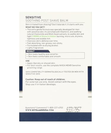 Nivea Men Sensitive Post Shave Balm - 3.3oz | Soothing After Shave Lotion - Buy Online on GoSupps.com