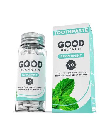 Good Organics - Toothpaste Tablets, Natural Toothpaste Tabs to Remove Plaque & Whiten Teeth, Zero Waste Toothpaste with Xylitol, Travel Toothpaste, Fluoride-Free, Minty Flavor, 90 Counts