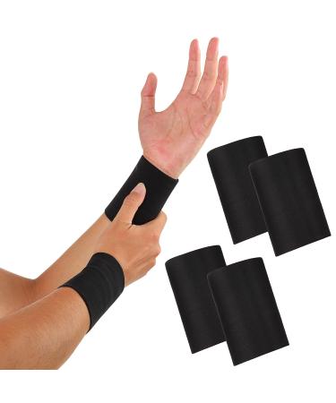 SATINIOR 2 Pairs Compression Wrist Sleeve Compression Wrist Brace Wrist Supports Wrist Wraps Elastic Wristbands for Men and Women Tennis, Tendonitis, Carpal Tunnel (Black, Medium) Black Medium