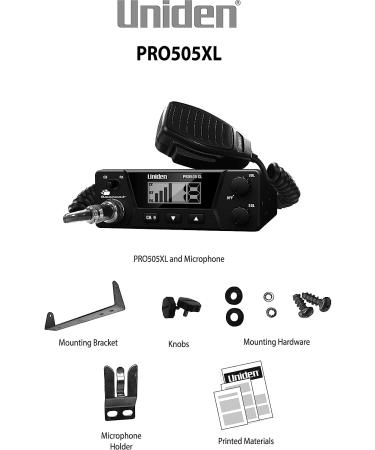 Uniden PRO505XL 40-Channel CB Radio - Compact Design, PA Function, Emergency Channel 9, External Speaker Jack, Large Display - Black - Buy Online on GoSupps.com