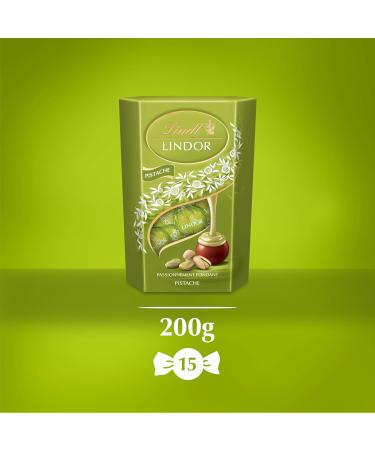 Lindt - Cornet LINDOR - Chocolat la pistache - C ur Fondant 200g 11 cm x 15.7 cm - Buy Online on GoSupps.com