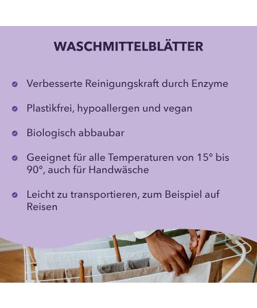 Cosmeau Lavender Detergent Leaves - Sustainable Plastic-Free & Degradable - 20 Washes for White Color & Black - Perfect Travel Size - Buy Online on GoSupps.com