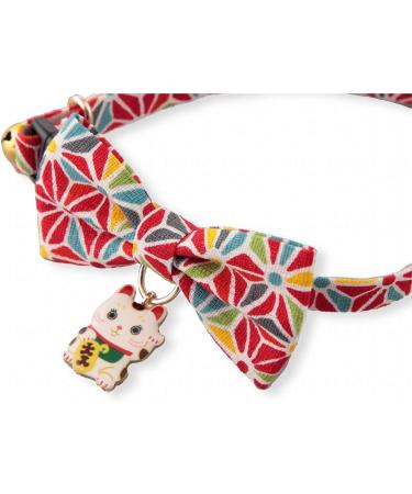 Necoichi Lucky Cat Charm Bow Tie Cat Collar in Red - Stylish and Lucky Charm for Your Feline Friend - Buy Online on GoSupps.com