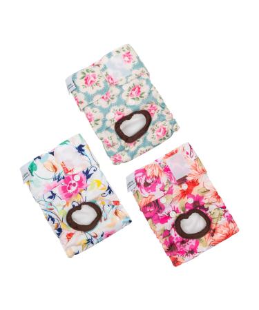 Cutebone 3-pack washable dog diapers for women waterproof puppy pants Valentine's Day rose collection for dogs in the heat period D14L-DE 1#Blumen 3st L (51-68.5cm)