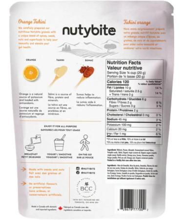 Nutybite Granola Clusters Orange Tahini Functional benefits Vegan Gluten Free No added sugar Non GMO Superfood snack (1 x 120g) - Buy Online on GoSupps.com