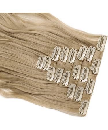 Slik-co Long Curly Wavy Clip-In Hair Extensions - 8 Pcs Full Head, Synthetic Heat Resistant, 17 inch Golden&Bleach Blond - Buy Online on GoSupps.com
