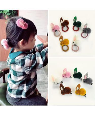 Cute Rabbit Hair Straps & Hairpins Set for Girls | 12-Piece Cartoon Hair Accessories for Toddlers & Children - Buy Online on GoSupps.com
