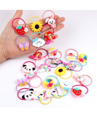 YASUNMI 24pcs Girls Elastic Hair Ties - Cute Cartoon Ponytail Holders for Kids, Toddlers, Teens - Hair Accessories for Girls - Buy Online on GoSupps.com