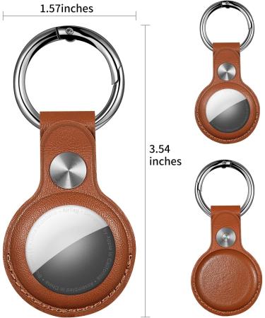 4-Pack Leather AirTag Key Chain Holder - Ultra Tracker Case with Loop Key Ring for Apple AirTags - PU Cover for Wallet/Luggage/Pets - Black/Blue/Brown/Red - Buy Online on GoSupps.com