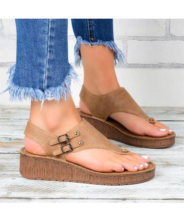 Creev Women's Comfortable Orthopedic Pinch Wedge Sandals - Open Toe Leather Summer Hiking Flip-Flops for Outdoor Sports & Beach Travel (Blue EU Sizes 36-41) - Buy Online on GoSupps.com