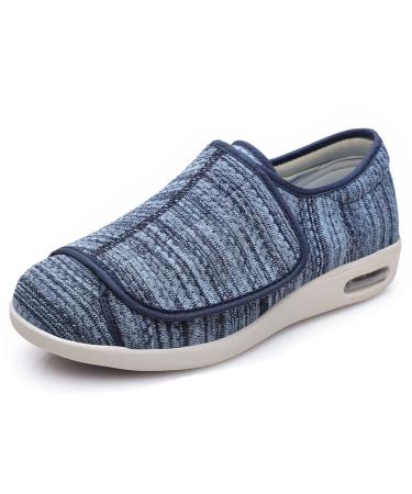 Diabetic Slippers for Women Wide Width Comfortable Breathable Bunions Diabetic Shoes for Men with Adjustable Closure Memory Foam Sole Elderly Edema Shoes 13.5 Blue