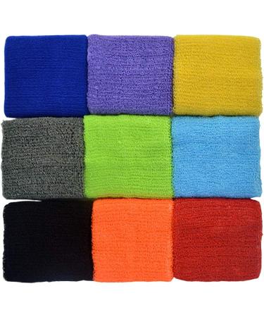 18-Piece Colorful Cotton Wrist Sweatbands for Men, Women, and Teens - Ideal for Gym, Yoga, Football, and More - Buy Online on GoSupps.com