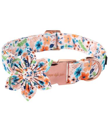 Unique Style Paws Dog Halison with Flower Peach Blossom adjustable comfortable cotton flower collar for boys girls dogs dog collar with metal buckle XL neck circumference 40.6 66 cm XL F: Peach blossom