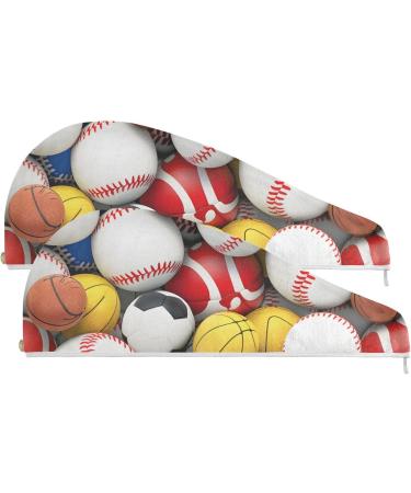 Buy Sports Balls Hair Towel 2 Pack | Super Absorbent Quick Dry Hair Turbans for Women & Girls - Fast International Shipping - Buy Online on GoSupps.com