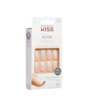KISS Salon Acrylic Natural Collection - Euphoria Square Nails Set with 28 Artificial Nails Glue Files & Straps - International Shipping Available - Buy Online on GoSupps.com