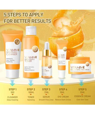 5Pcs Valentines Day Vitamin C Skincare Set Skin Care for Kids Skincare Gift Sets with Cleanser Toner Serum Eye Cream Facial Cream Skin Care Set for Girls Ages 8-12 Travel Facial Kit for Girls Vitamin C-5Pcs - Buy Online on GoSupps.com