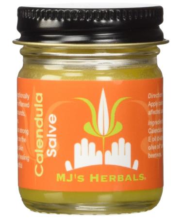 MJs Herbals Calendula Salve | Skin Soothing Balm, Eczema Cream, Diaper Rash, Scar Treatment, Bug Bite Itch Relief | Organic Calendula, Propolis Beeswax (1 oz) 1 Ounce Calendula