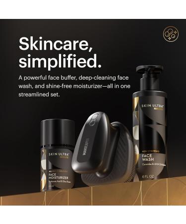 MANSCAPED Skin Ultra Starter Kit - Men's Daily Skincare Routine with Face Buffer PRO Electric Silicone Scrubber Exfoliating Face Wash with Ceramides Facial Moisturizer Infused with Hyaluronic Acid - Buy Online on GoSupps.com
