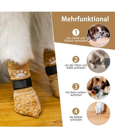 Expavloric Dogs Anti-Slip Pfot Protection - Adjustable Straps for Better Traction on Wood Floors | Soft Elastic Fabric | Size L - Beige - Buy Online on GoSupps.com